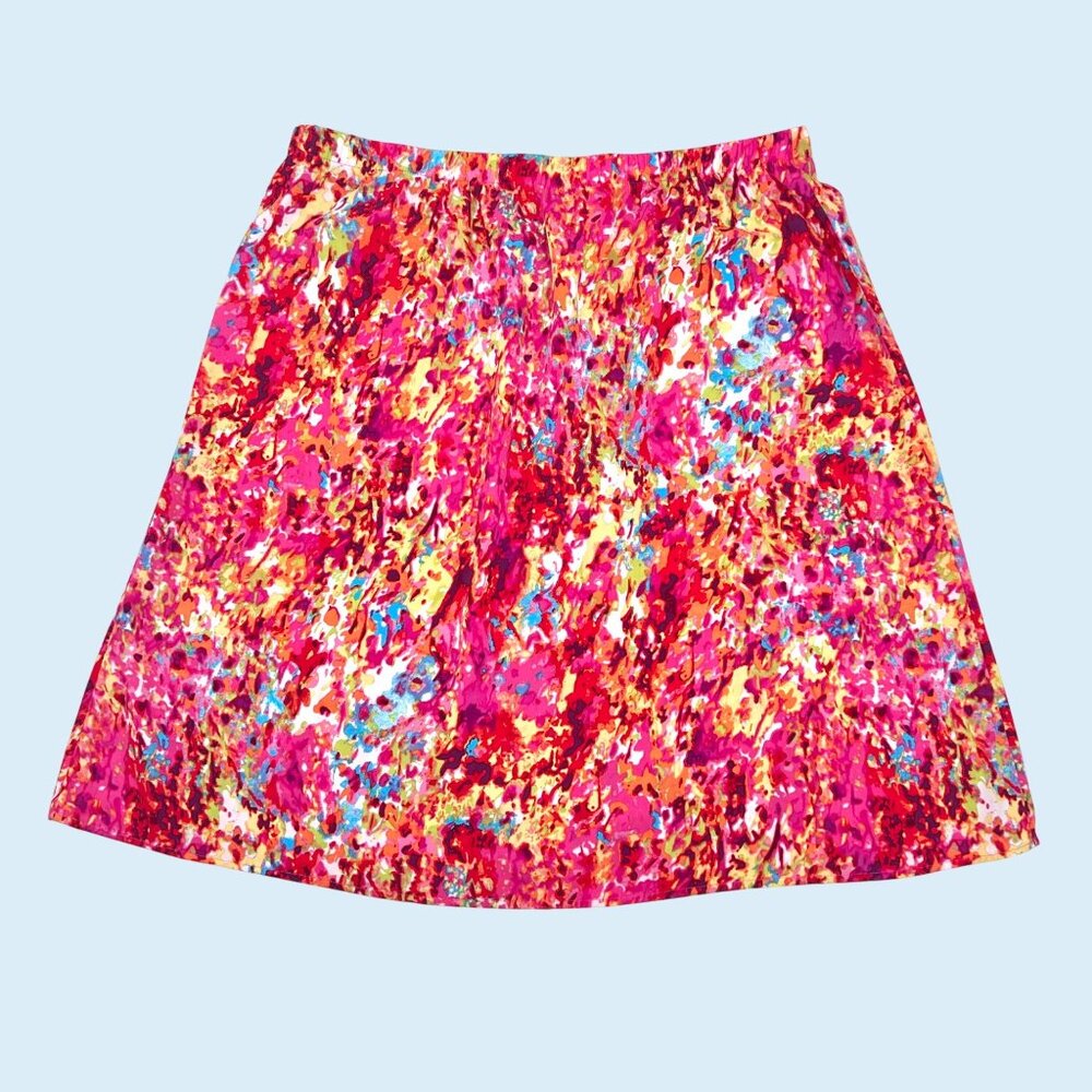 MODERN ESSENTIALS BRIGHT MULTICOLOR ELASTIC WAIST SKIRT - PXL